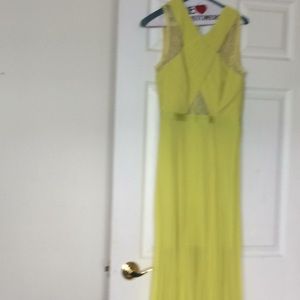 Pleated chiffon and lace gown